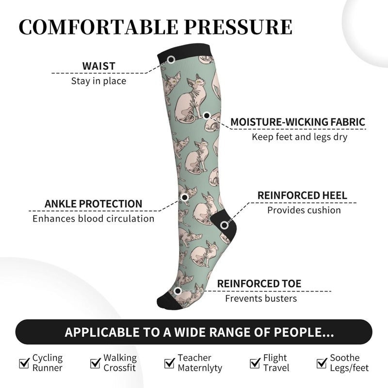 bassyil Compression Socks for Women & Men Circulation 15-20 mmHg Knee High Best Support for Nurses Travel Running Athletic - Image 2